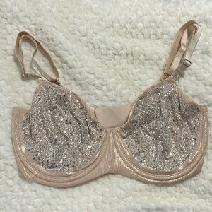 VICTORIA'S Secret Dream Angels Nude Demi Bra Swarovski crystal rhinestones 34DDD